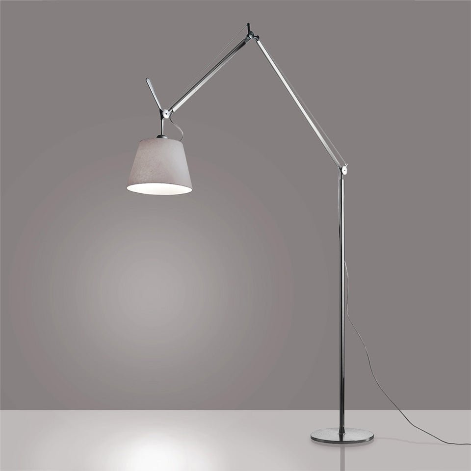 Lampe de plancher Tolomeo Mega - Aluminium + AJ Fibre 12" 1 x A - 19 / Medium E26 / 150W max by Artemide | Luminaires & cie