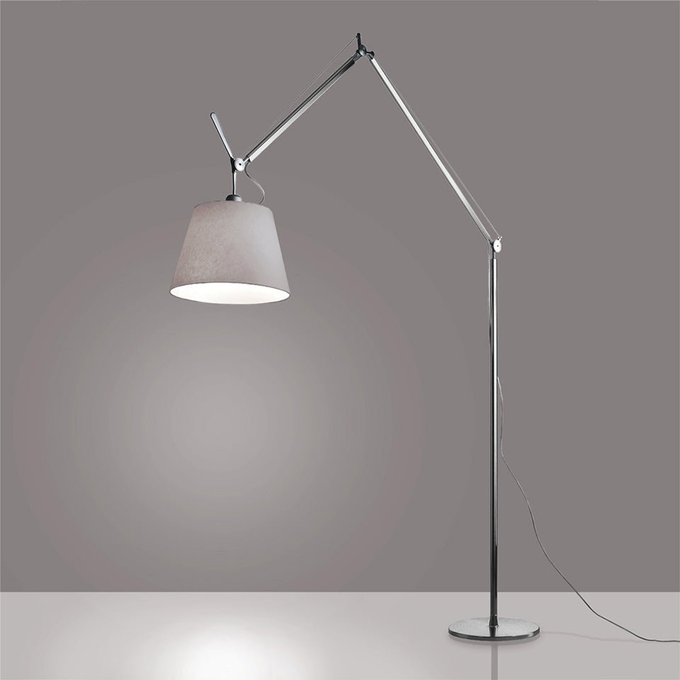 Lampe de plancher Tolomeo Mega - Aluminium + AJ Fibre 17" DEL / 31W / 3000°K / Dimmable sur câble by Artemide | Luminaires & cie