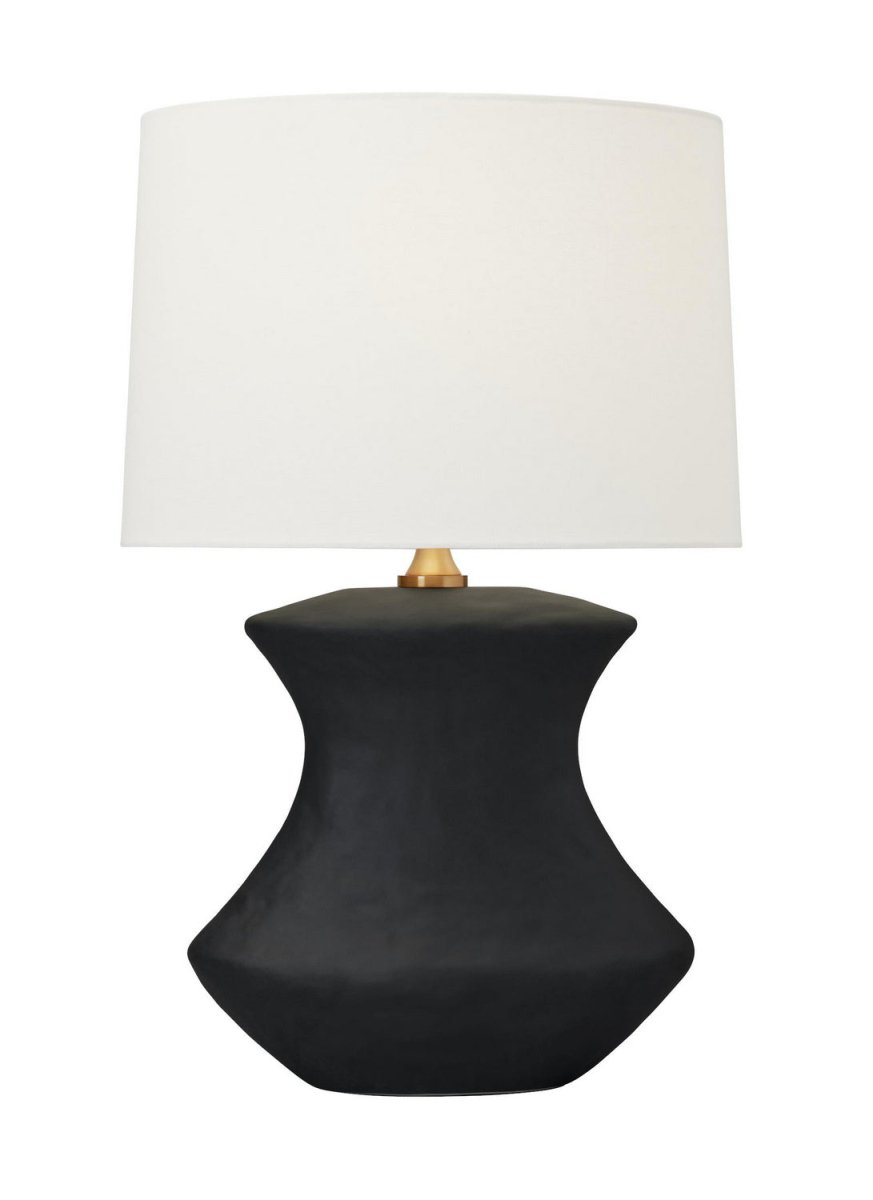 Lampe de table Bone - Céramique noire rugueuse by Visual Comfort Studio | Luminaires & cie