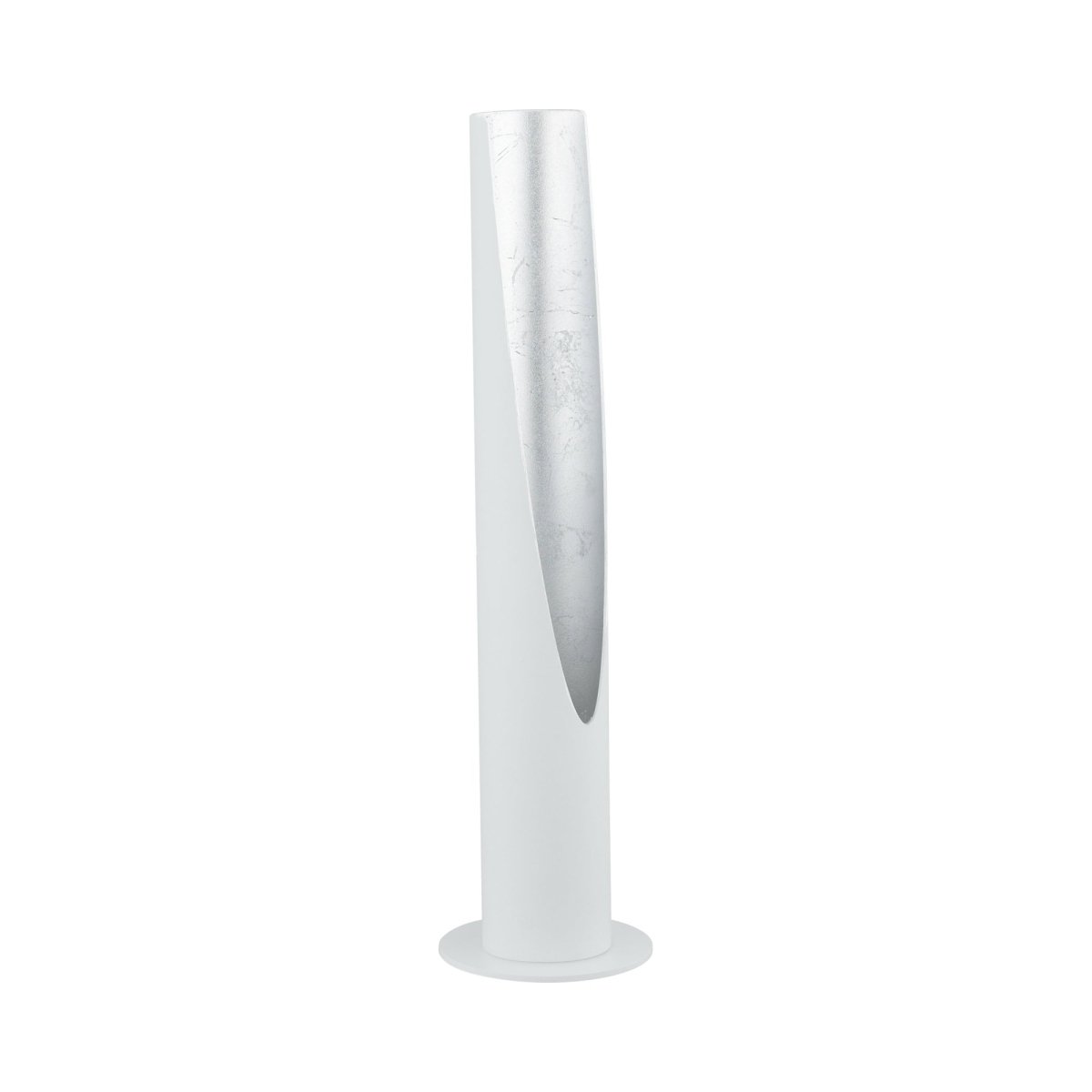 Lampe de table cylindre Barbotto - Blanc et feuille d'argent by Eglo | Luminaires & cie