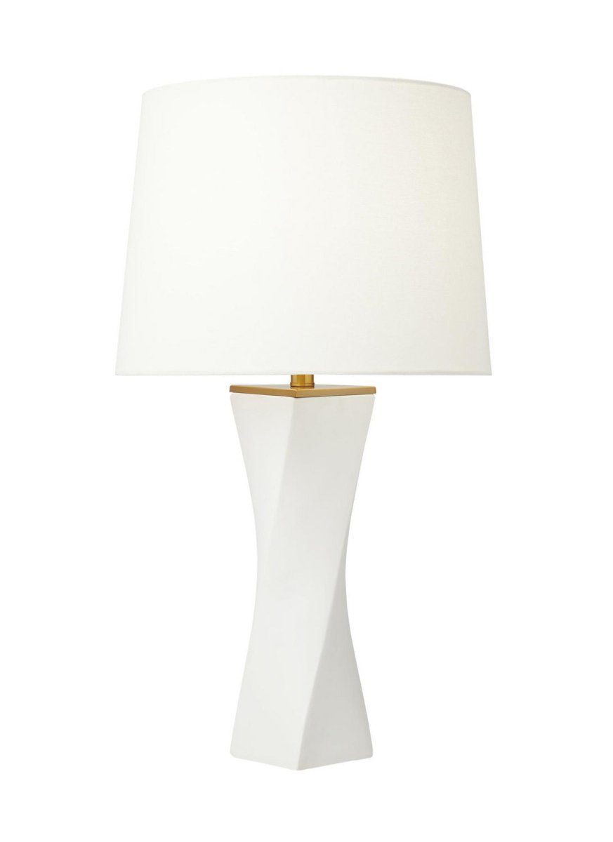 Lampe de table Lagos - Cuir blanc by Visual Comfort Studio | Luminaires & cie