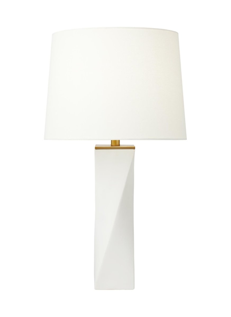 Lampe de table Lagos - Cuir blanc by Visual Comfort Studio | Luminaires & cie