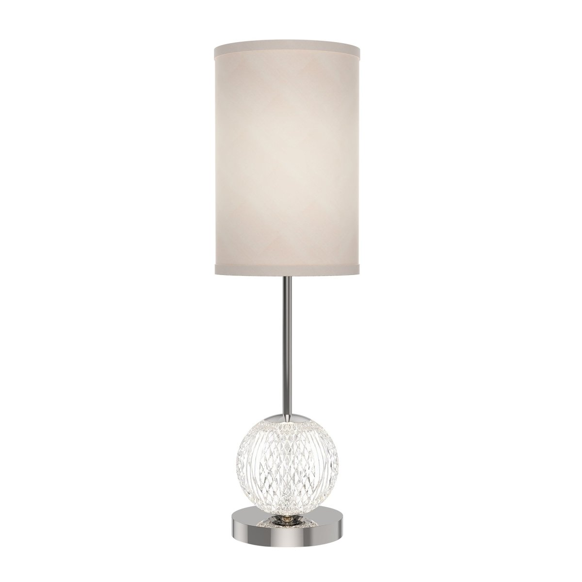 Lampe de table Marni - Nickel poli / lin blanc 6 1/4" by Alora Lighting | Luminaires & cie