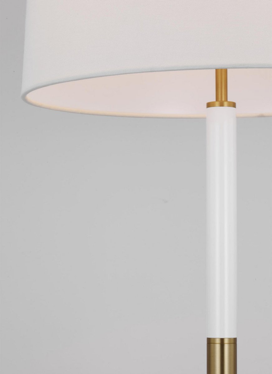 Lampe de table Monroe - Nickel poli et Blanc brillant by Visual Comfort Studio | Luminaires & cie