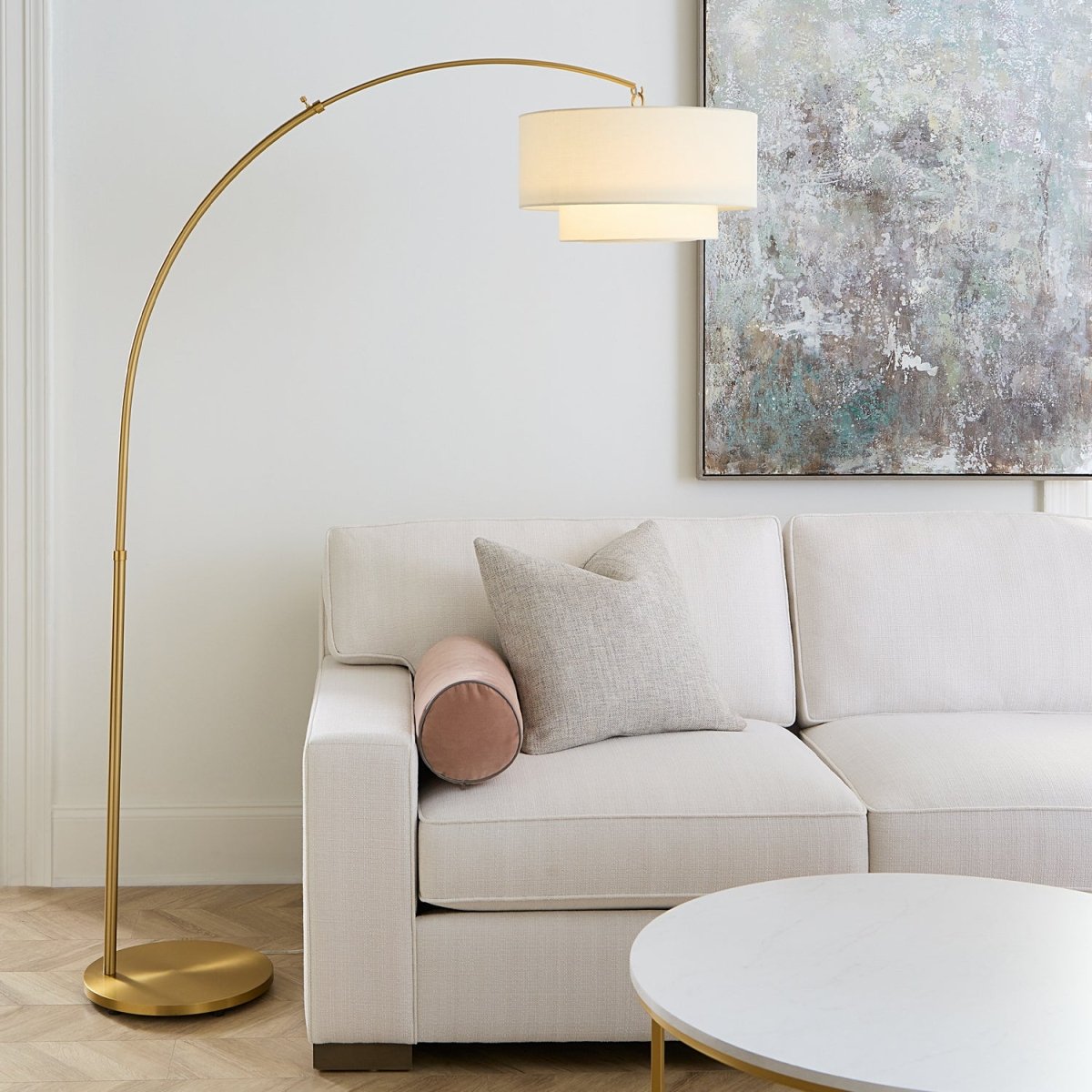 Lampe sur pied à arc Sawyer - Polished Nickel by Visual Comfort Studio | Luminaires & cie
