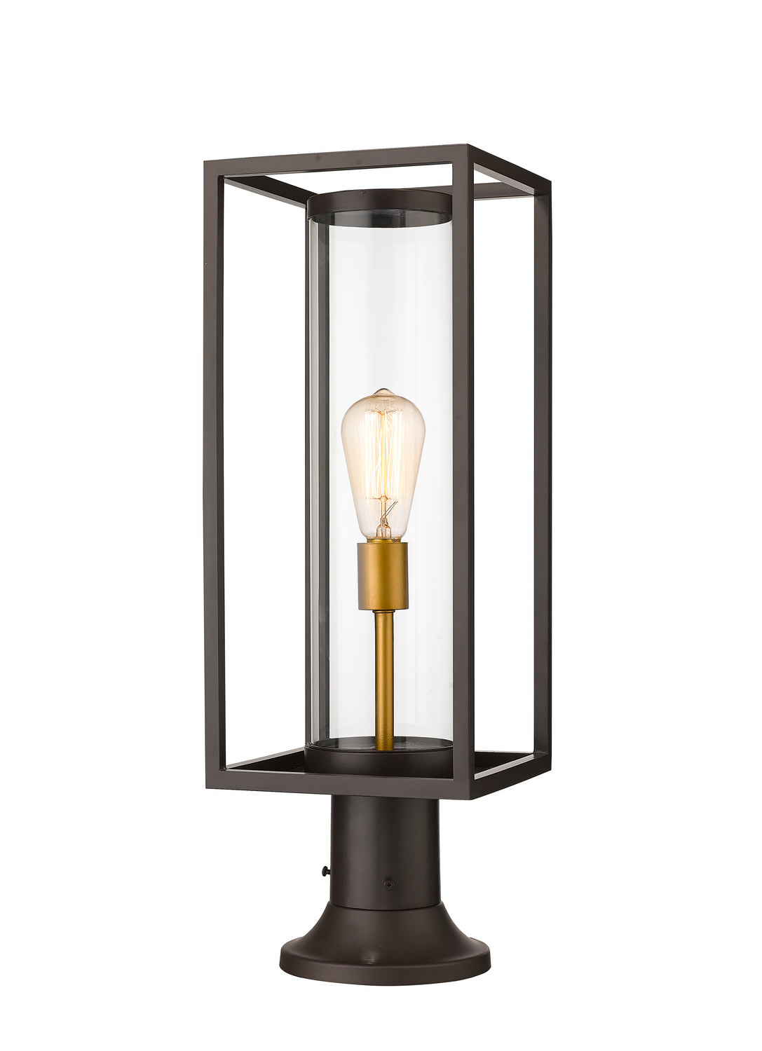 Lanterne extérieure sur socle Dunbroch Rond, Bronze foncé + Laiton extérieur, 23 3/4" – Z-Lite