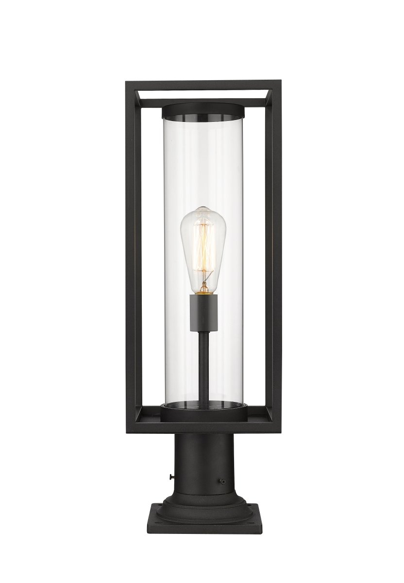 Lanterne extérieure sur socle Dunbroch - Carré Bronze foncé + Laiton extérieur 22 3/4" by Z-Lite | Luminaires & cie