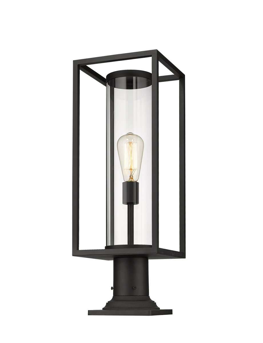 Lanterne extérieure sur socle Dunbroch - Carré Bronze foncé + Laiton extérieur 22 3/4" by Z-Lite | Luminaires & cie