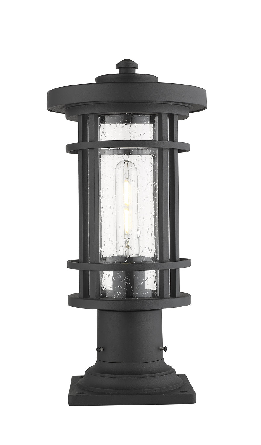 Lanterne extérieure sur socle Jordan Carré, Noir, 8" – Z-Lite