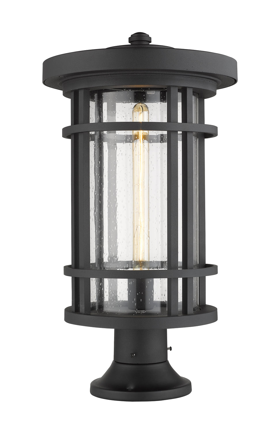 Lanterne extérieure sur socle Jordan Rond, Noir, 12" – vue 4