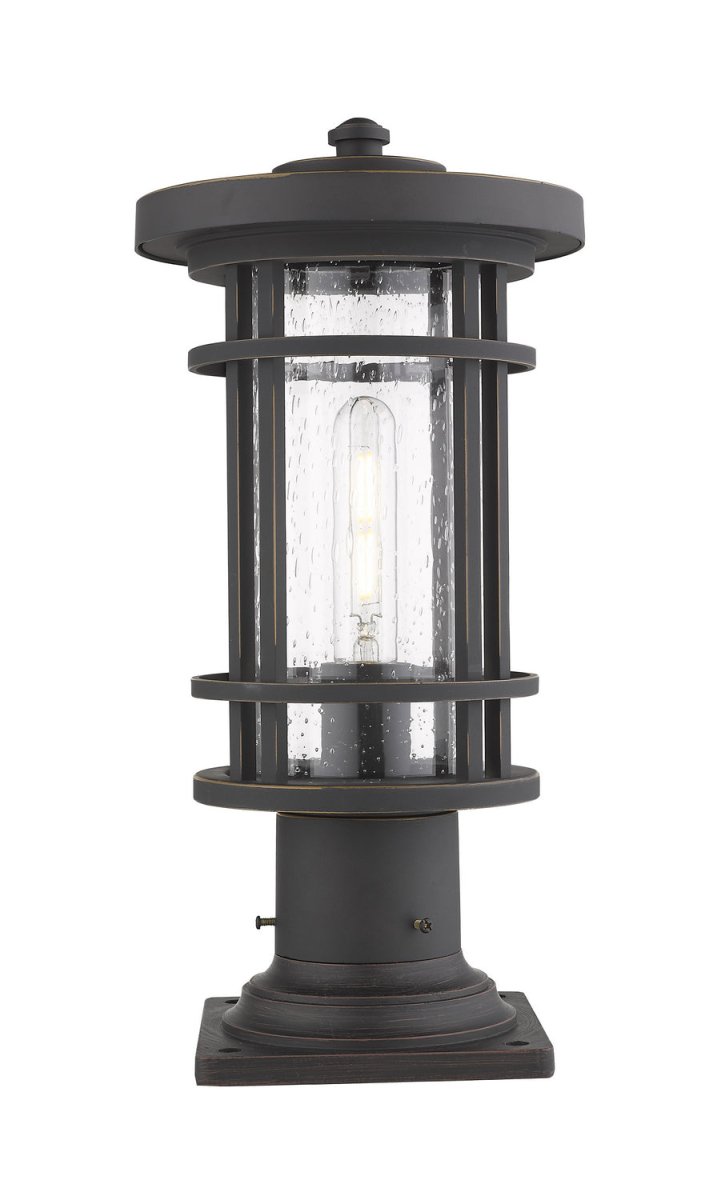 Lanterne extérieure sur socle Jordan - Carré Bronze huilé 8" by Z-Lite | Luminaires & cie