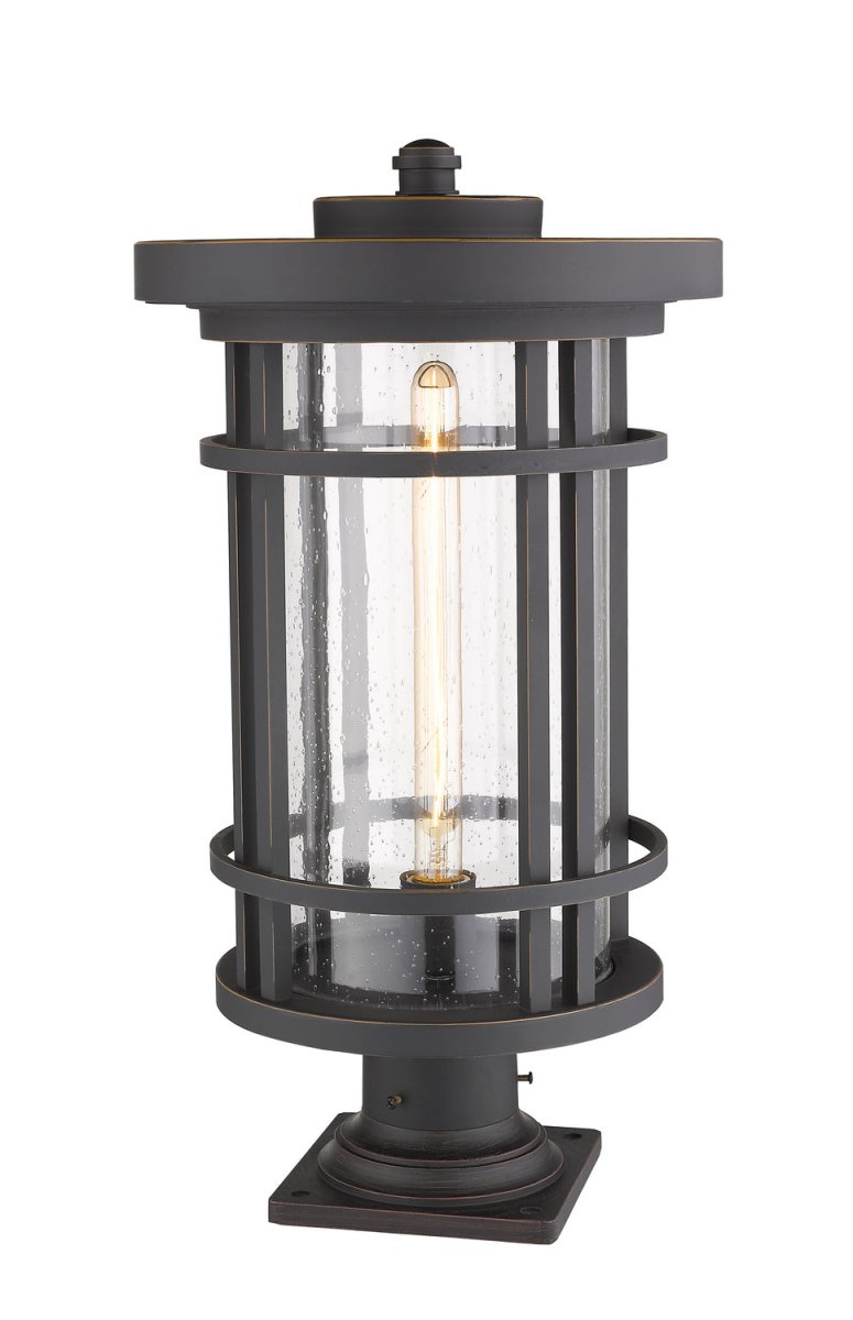 Lanterne extérieure sur socle Jordan - Rond Noir 12" by Z-Lite | Luminaires & cie