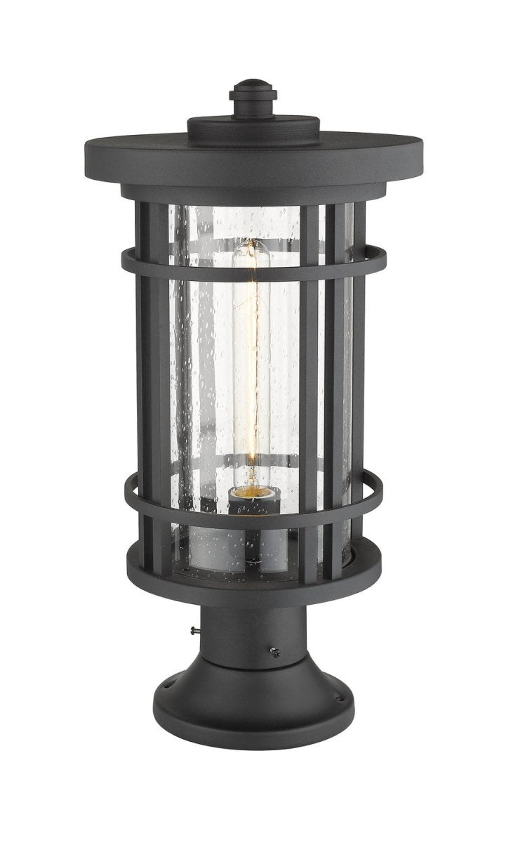 Lanterne extérieure sur socle Jordan - Rond Noir 12" by Z-Lite | Luminaires & cie