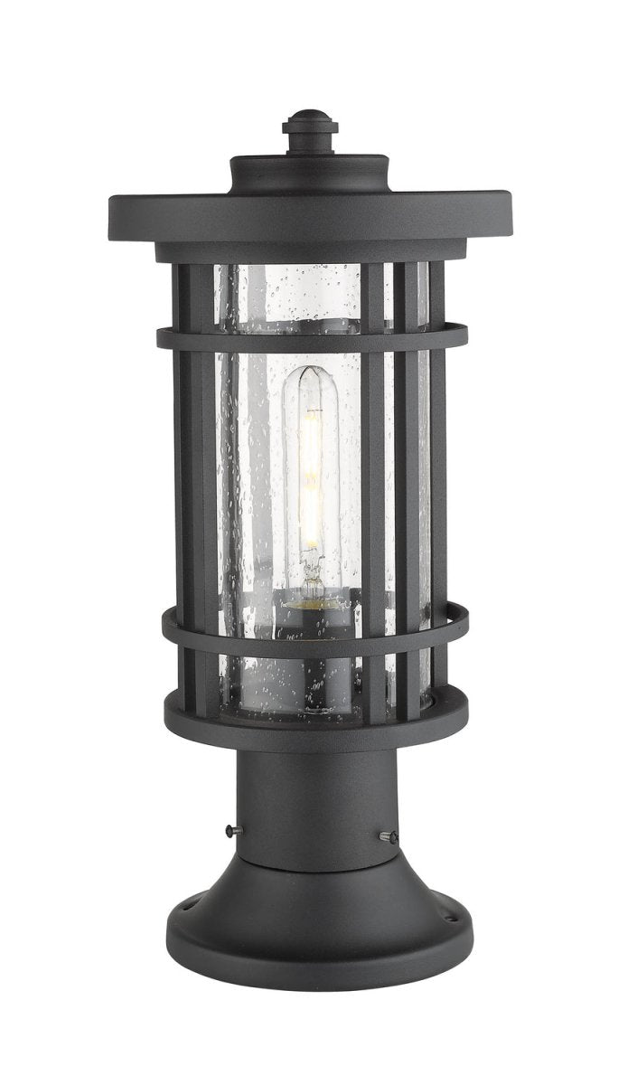 Lanterne extérieure sur socle Jordan - Rond Noir 12" by Z-Lite | Luminaires & cie