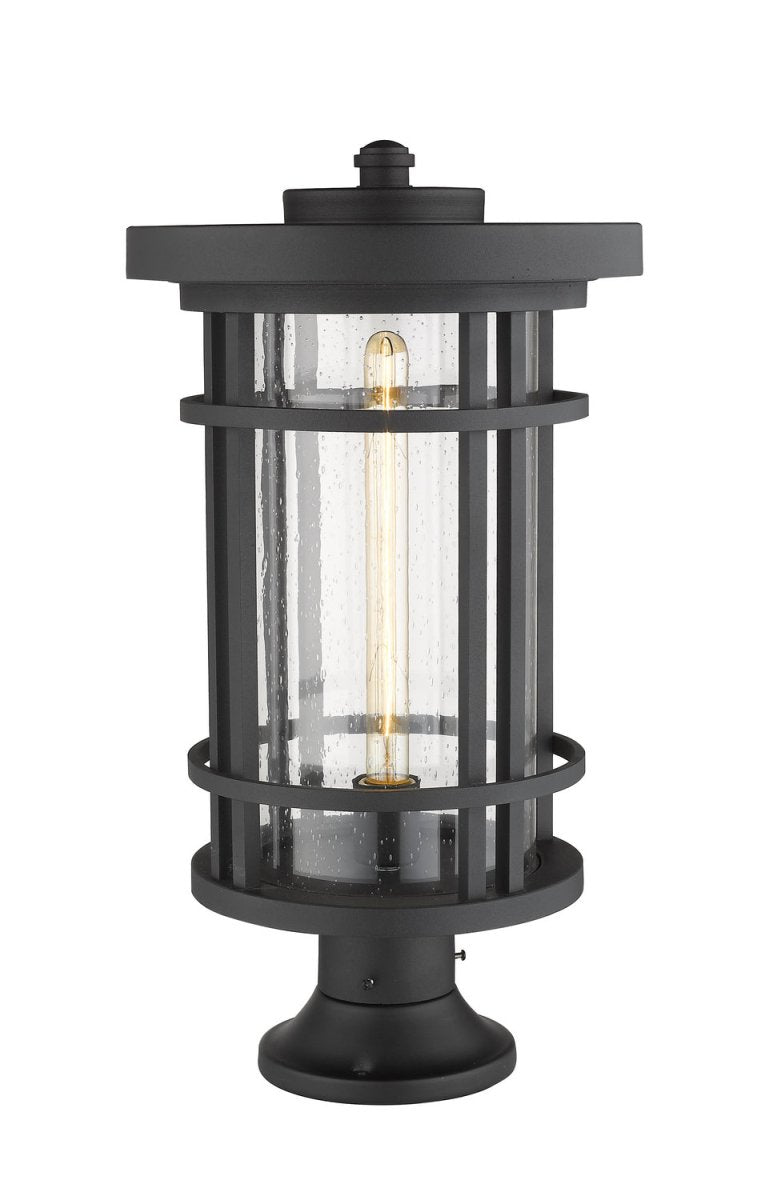Lanterne extérieure sur socle Jordan - Rond Noir 12" by Z-Lite | Luminaires & cie