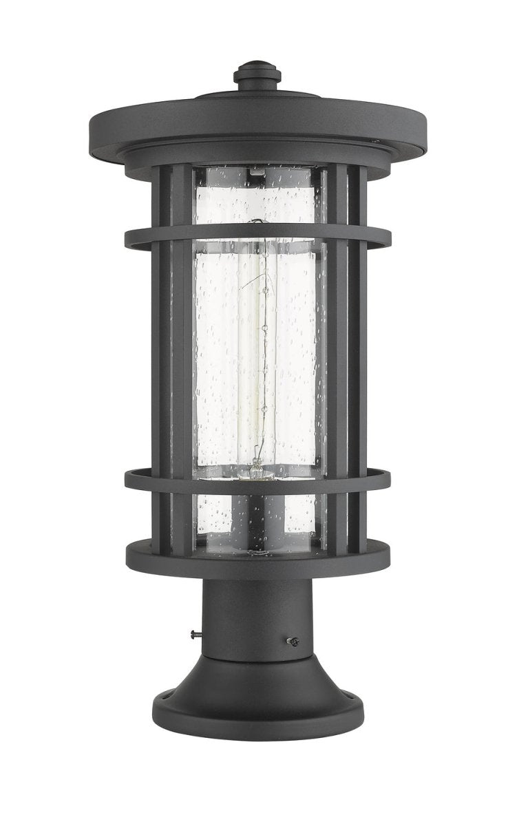 Lanterne extérieure sur socle Jordan - Rond Noir 12" by Z-Lite | Luminaires & cie