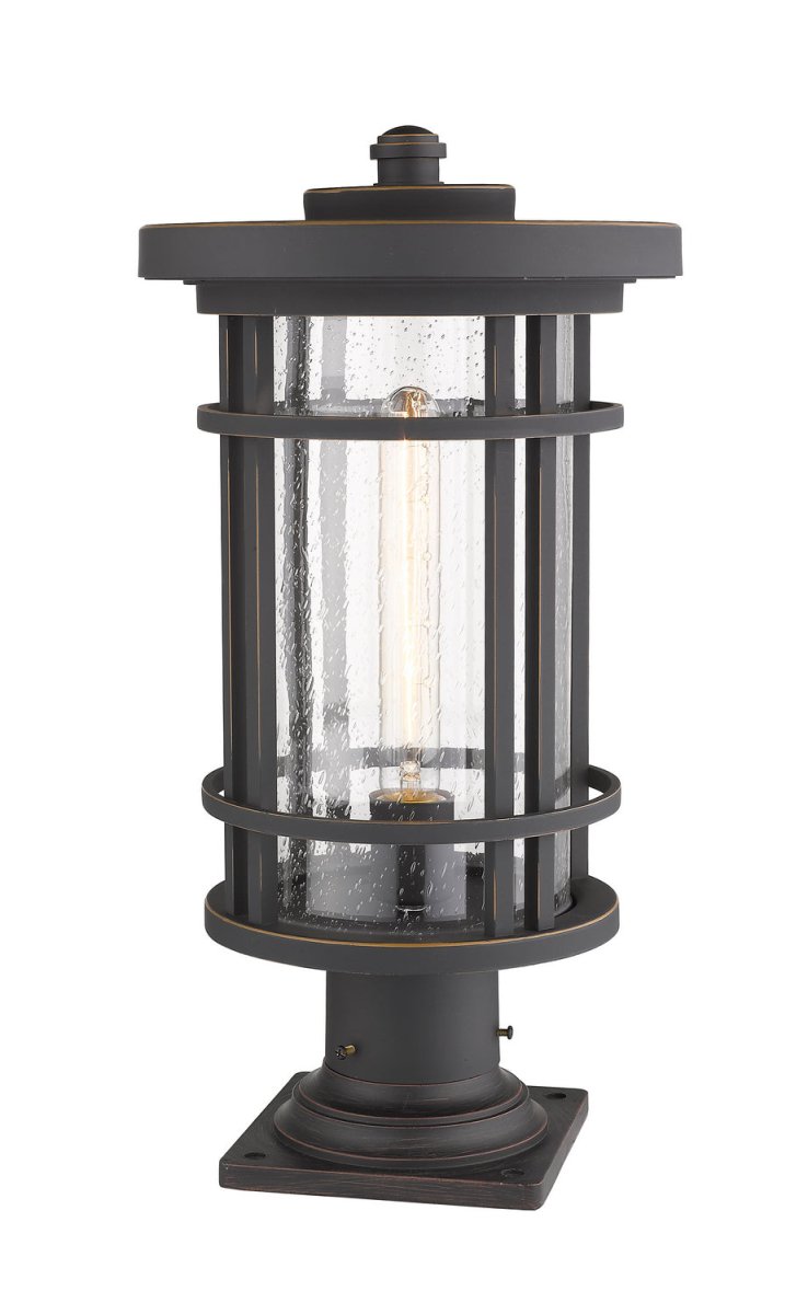 Lanterne extérieure sur socle Jordan - Rond Noir 12" by Z-Lite | Luminaires & cie