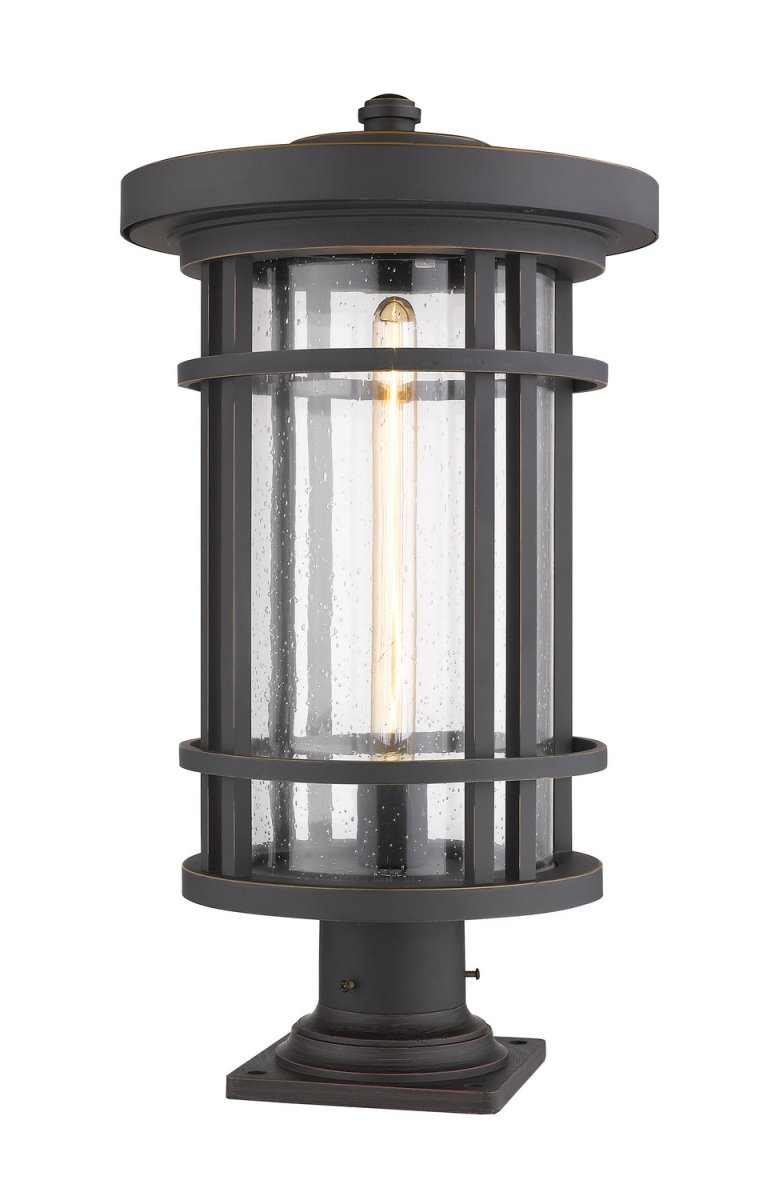 Lanterne extérieure sur socle Jordan - Rond Noir 12" by Z-Lite | Luminaires & cie
