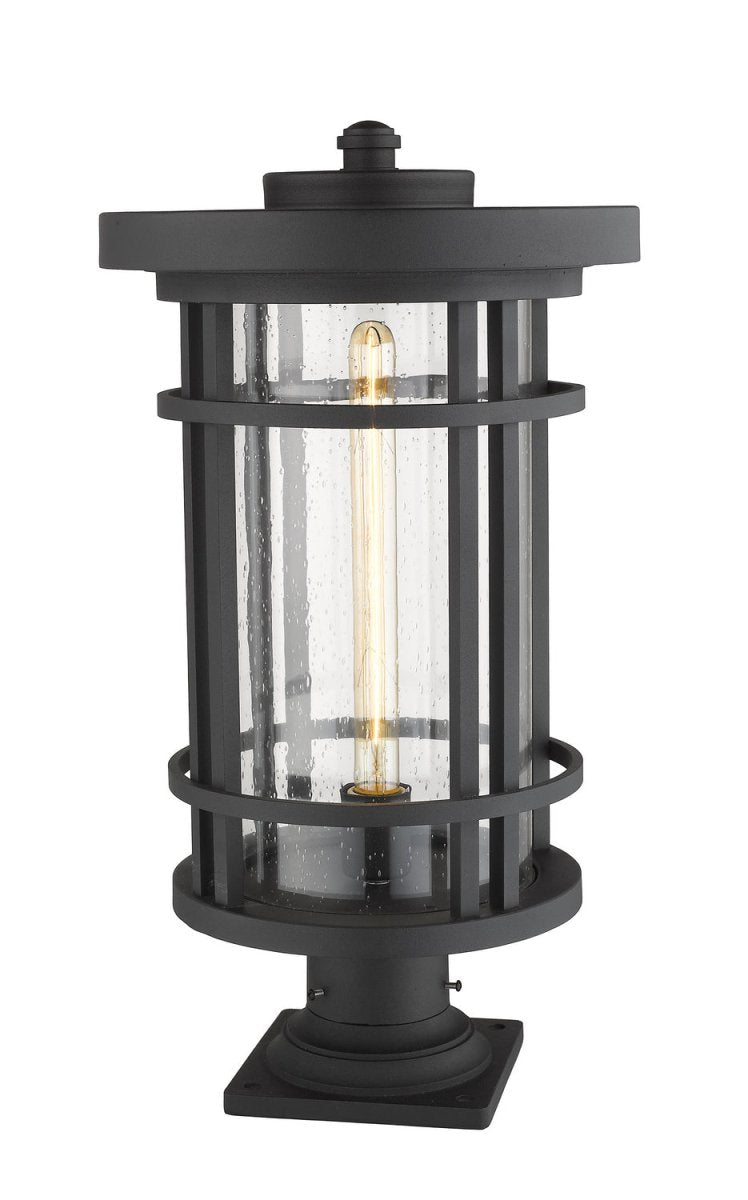 Lanterne extérieure sur socle Jordan - Rond Noir 12" by Z-Lite | Luminaires & cie