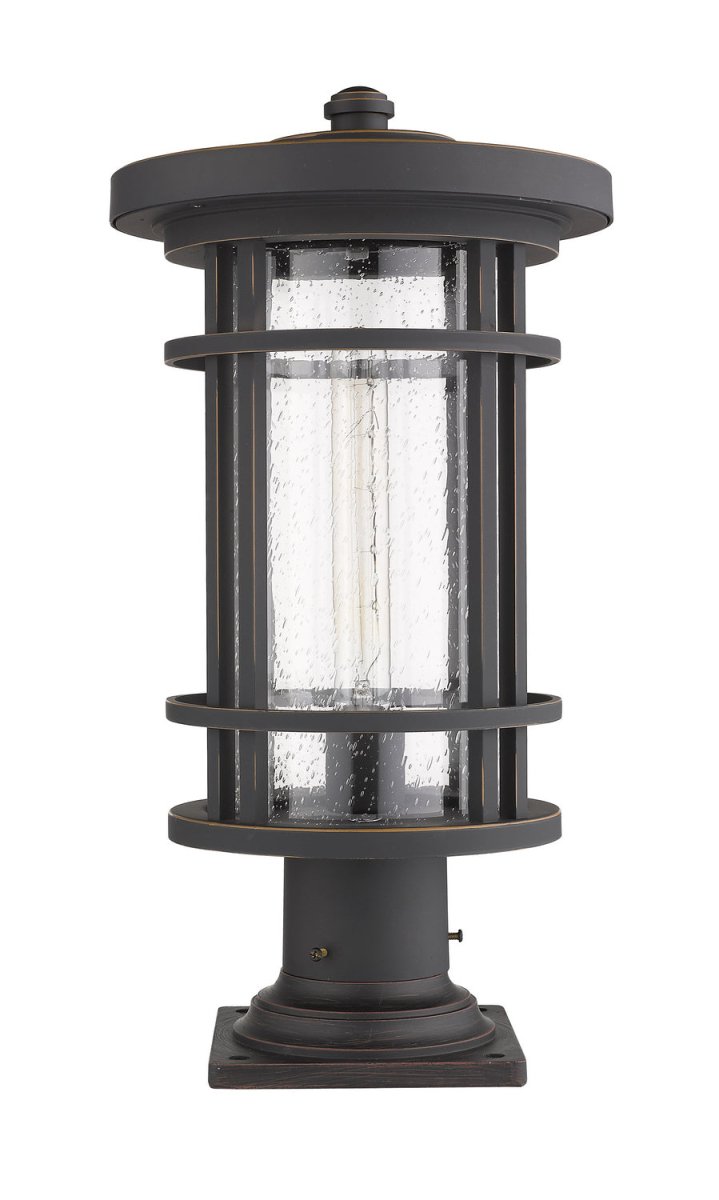 Lanterne extérieure sur socle Jordan - Rond Noir 12" by Z-Lite | Luminaires & cie