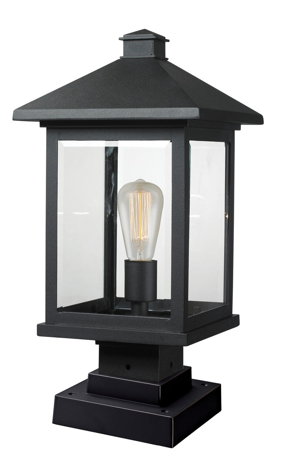 Lanterne extérieure sur socle Portland Noir, 9 1/2", 19 1/2" – Z-Lite