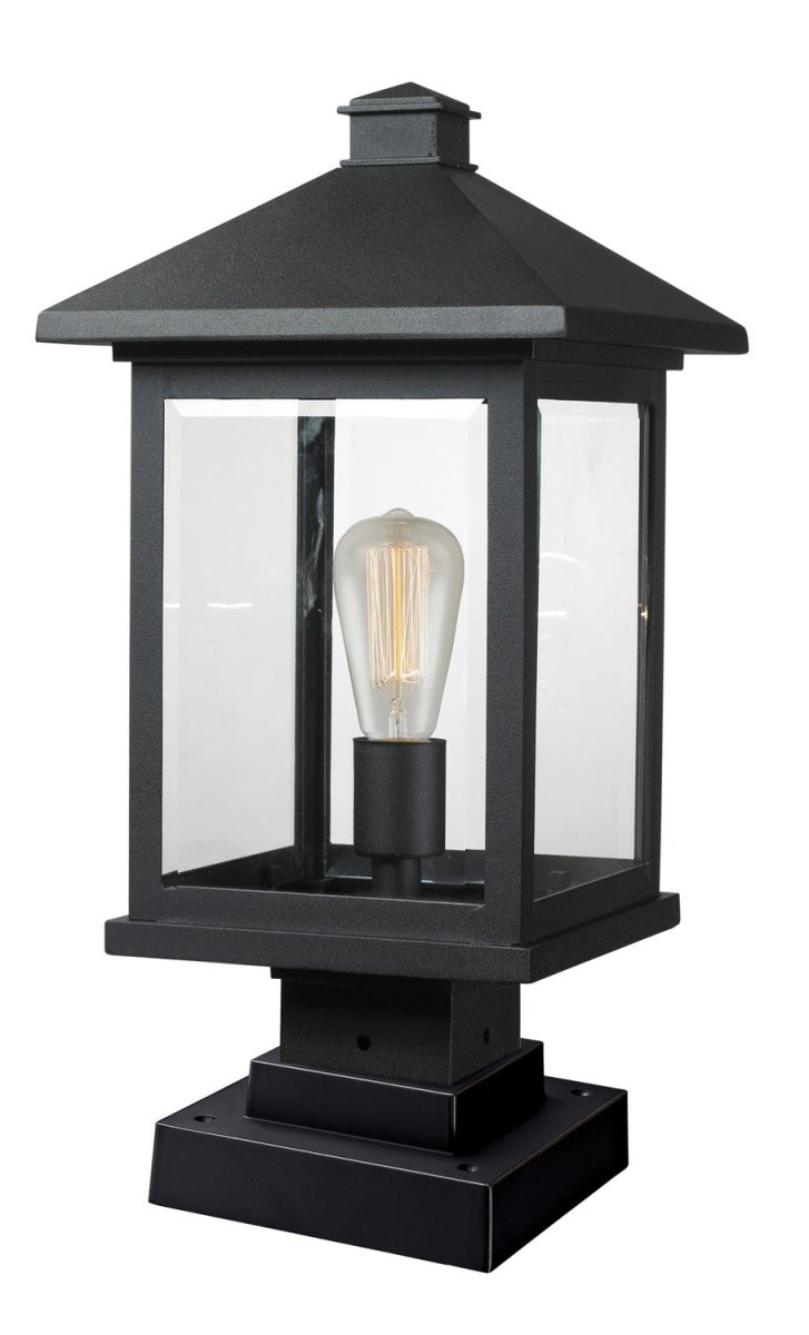 Lanterne extérieure sur socle Portland - Noir 9 1/2" 19 1/2" by Z-Lite | Luminaires & cie