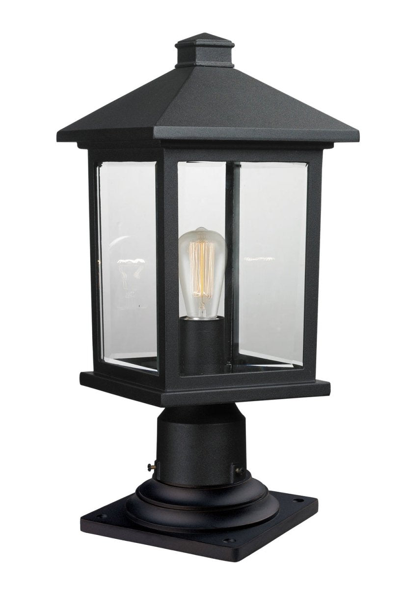 Lanterne extérieure sur socle Portland - Noir 8" 18" by Z-Lite | Luminaires & cie
