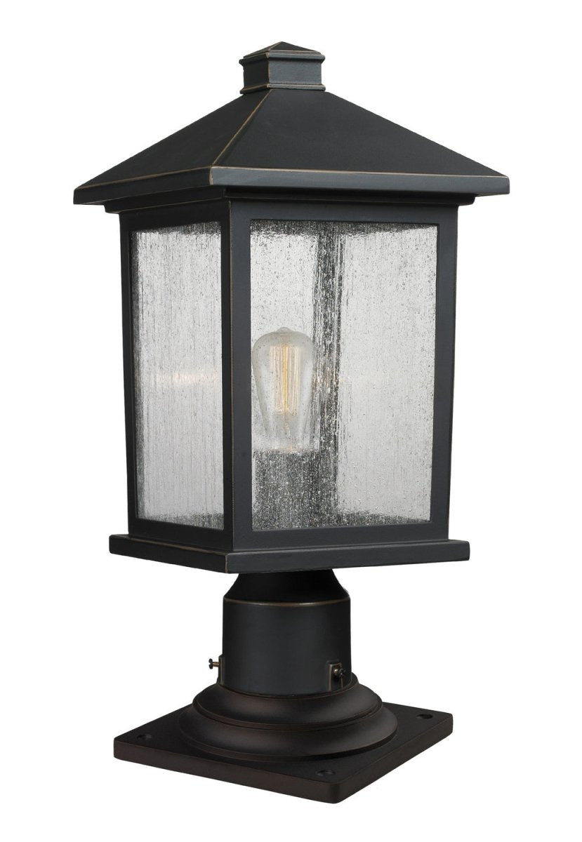 Lanterne extérieure sur socle Portland - Bronze huilé 8" 18" by Z-Lite | Luminaires & cie
