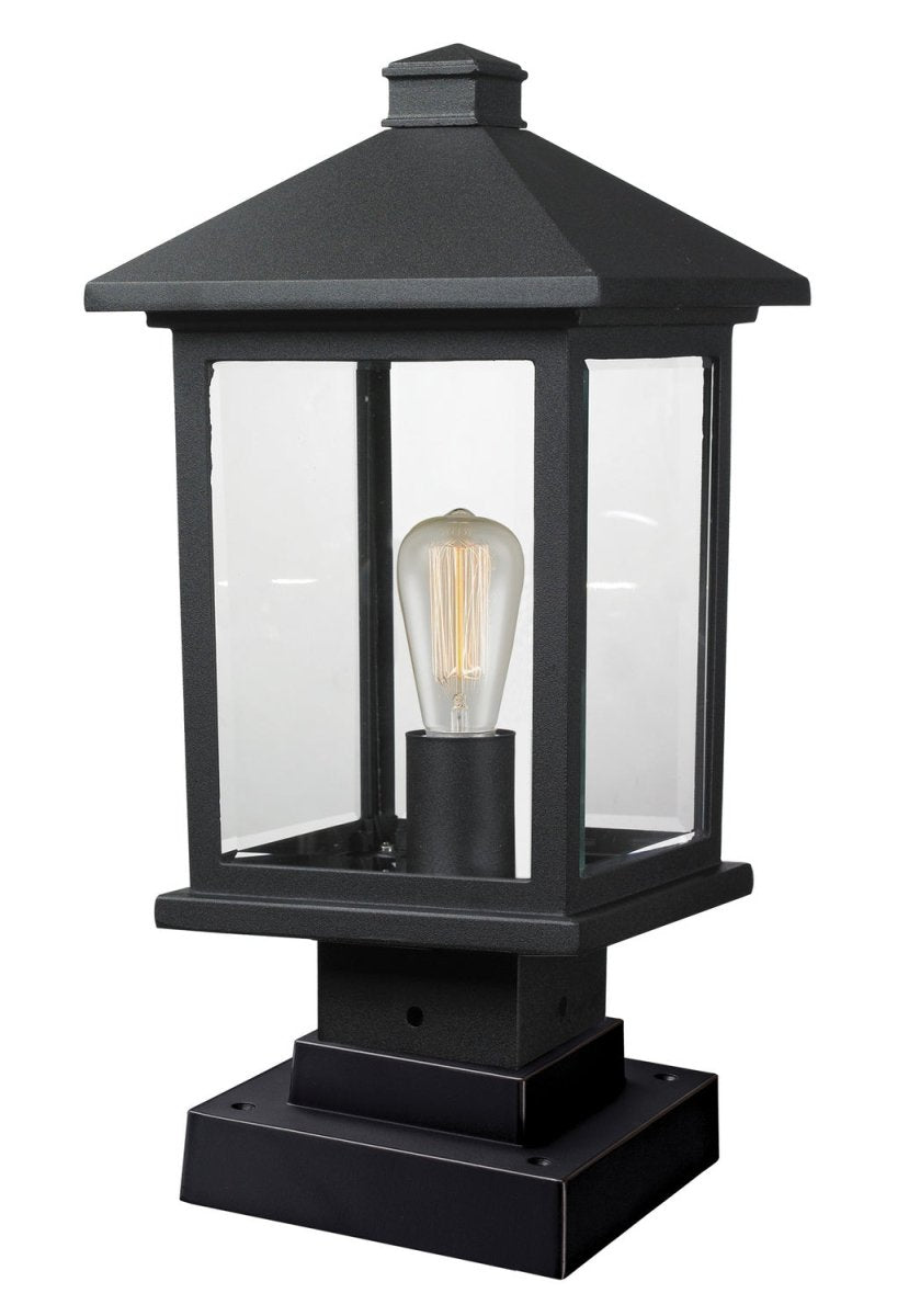 Lanterne extérieure sur socle Portland - Noir 8" 17" by Z-Lite | Luminaires & cie