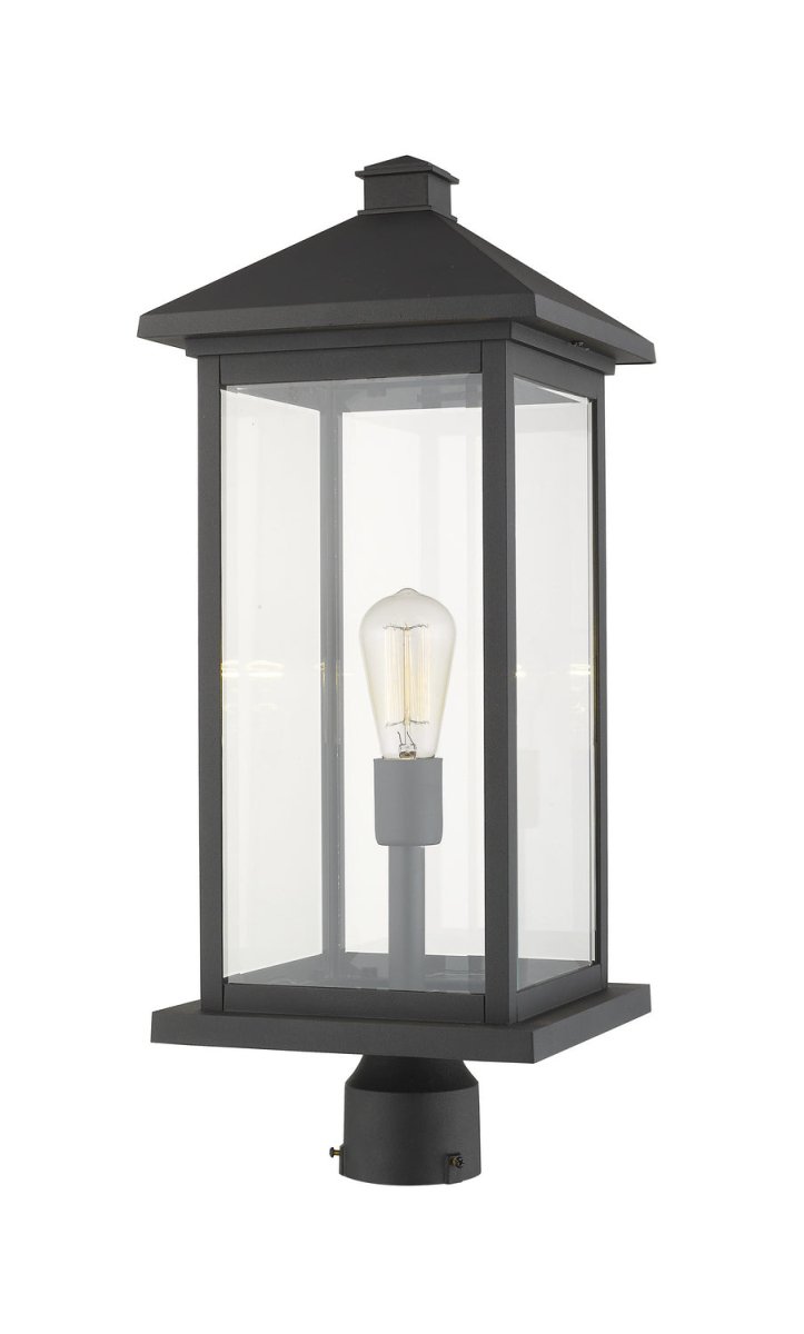 Lanterne extérieure sur socle Portland - Bronze huilé 8" 17" by Z-Lite | Luminaires & cie