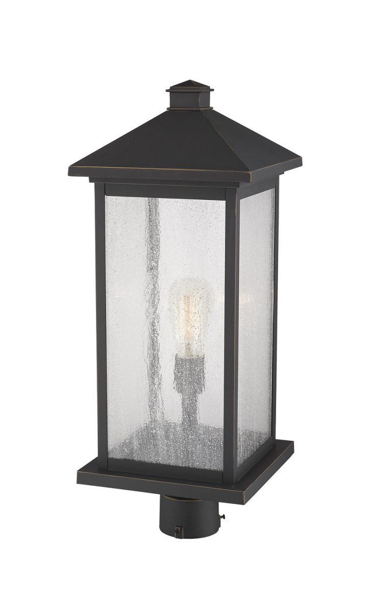 Lanterne extérieure sur socle Portland - Bronze huilé 8" 17" by Z-Lite | Luminaires & cie
