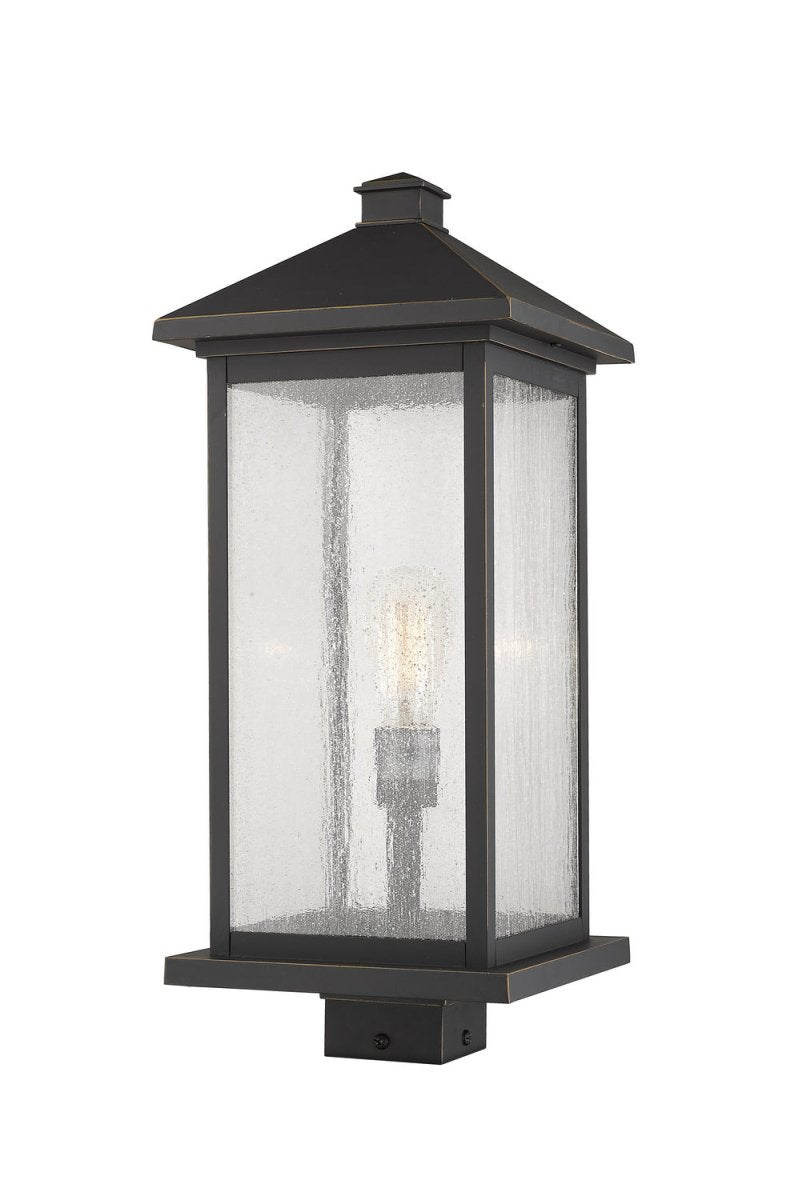 Lanterne extérieure sur socle Portland - Bronze huilé 8" 17" by Z-Lite | Luminaires & cie