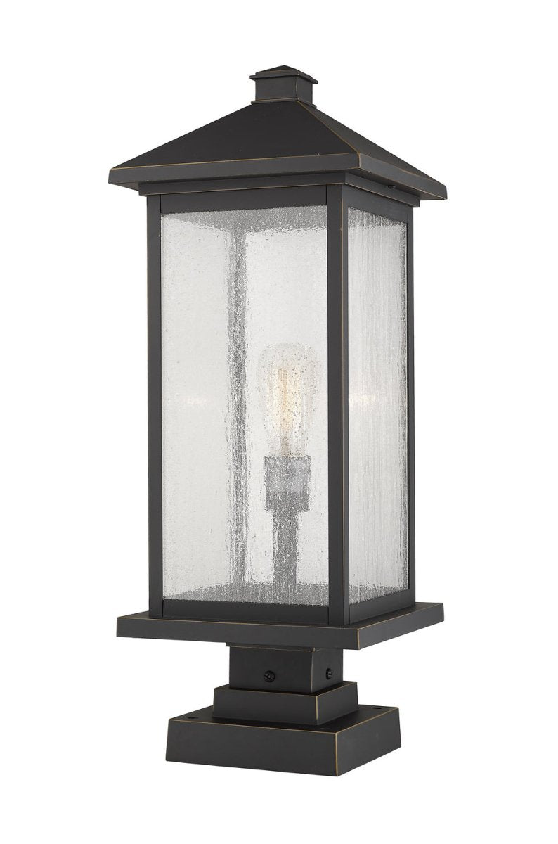 Lanterne extérieure sur socle Portland - Bronze huilé 8" 17" by Z-Lite | Luminaires & cie