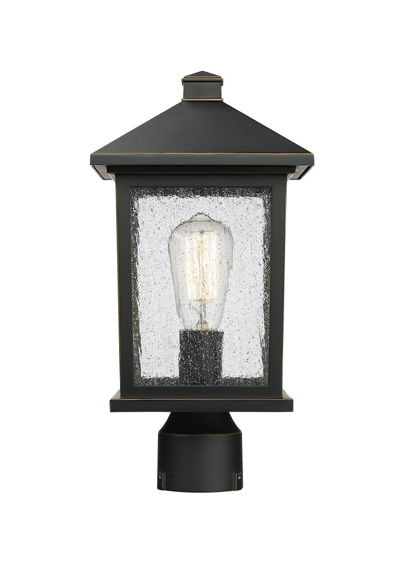 Lanterne extérieure sur socle Portland - Bronze huilé 8" 17" by Z-Lite | Luminaires & cie