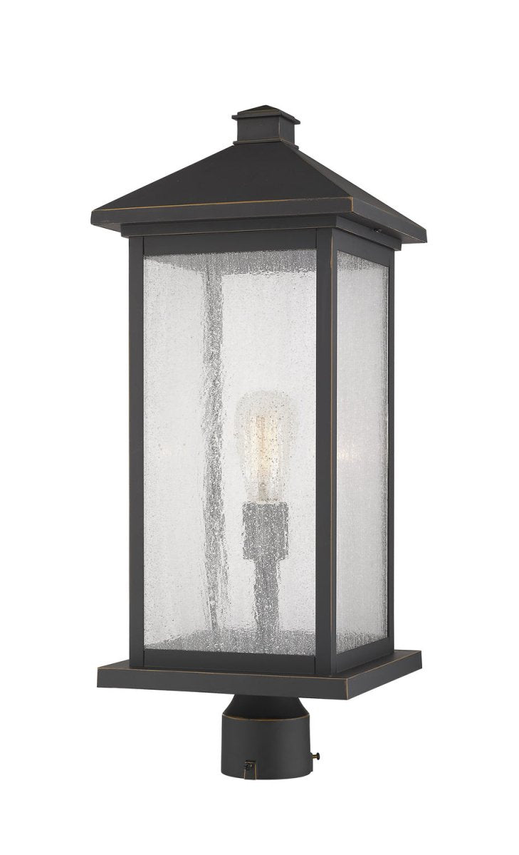 Lanterne extérieure sur socle Portland - Bronze huilé 8" 17" by Z-Lite | Luminaires & cie