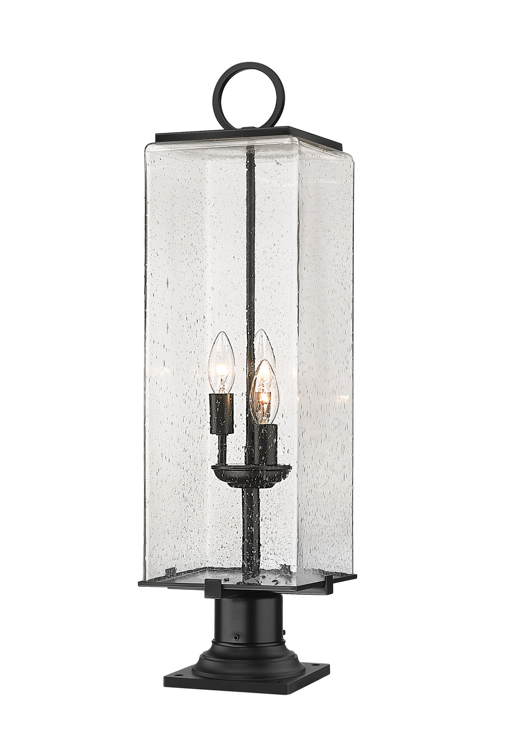 Lanterne extérieure sur socle Sana Carré, Grené transparent, 9" – Z-Lite