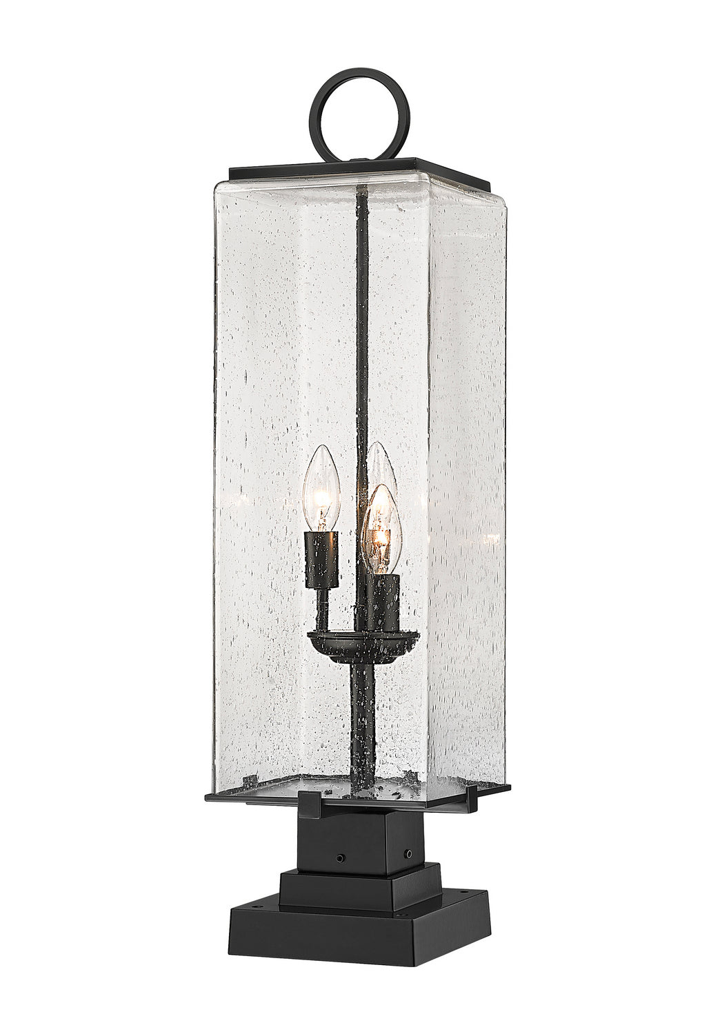 Lanterne extérieure sur socle Sana Carré décoratif, Grené transparent, 9" – Z-Lite