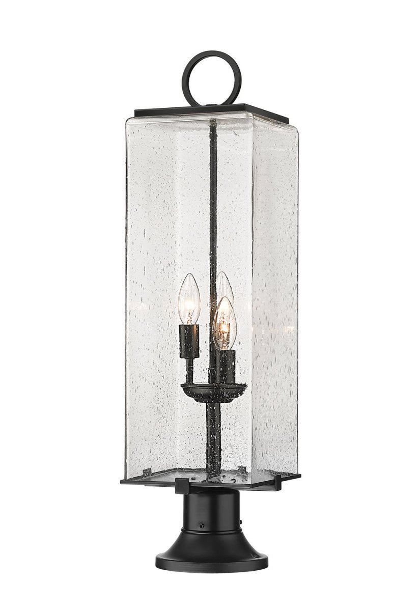 Lanterne extérieure sur socle Sana - Rond Grené transparent 9" by Z-Lite | Luminaires & cie