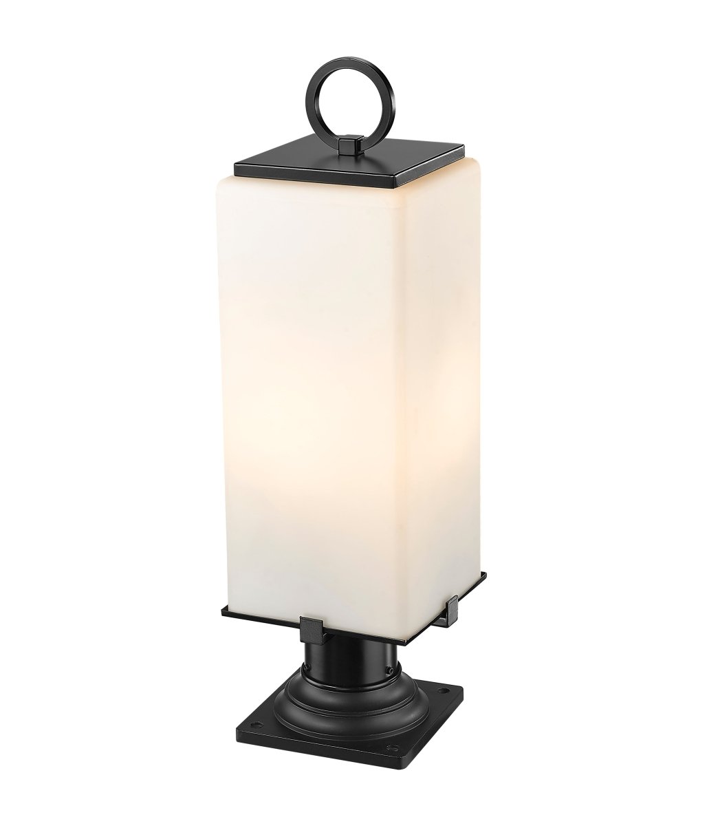 Lanterne extérieure sur socle Sana - Carré décoratif Opale blanc 7" by Z-Lite | Luminaires & cie