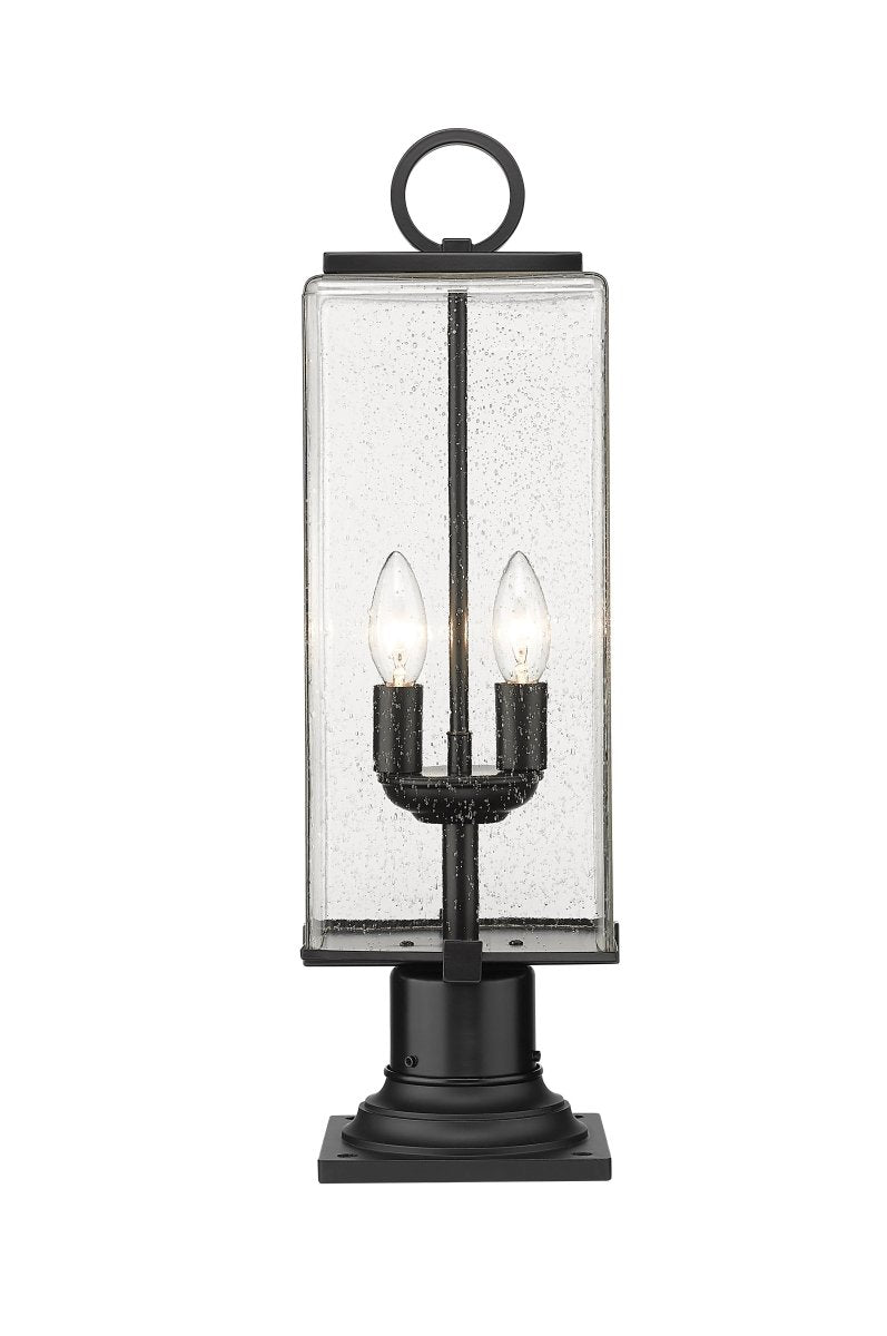 Lanterne extérieure sur socle Sana - Carré décoratif Opale blanc 7" by Z-Lite | Luminaires & cie