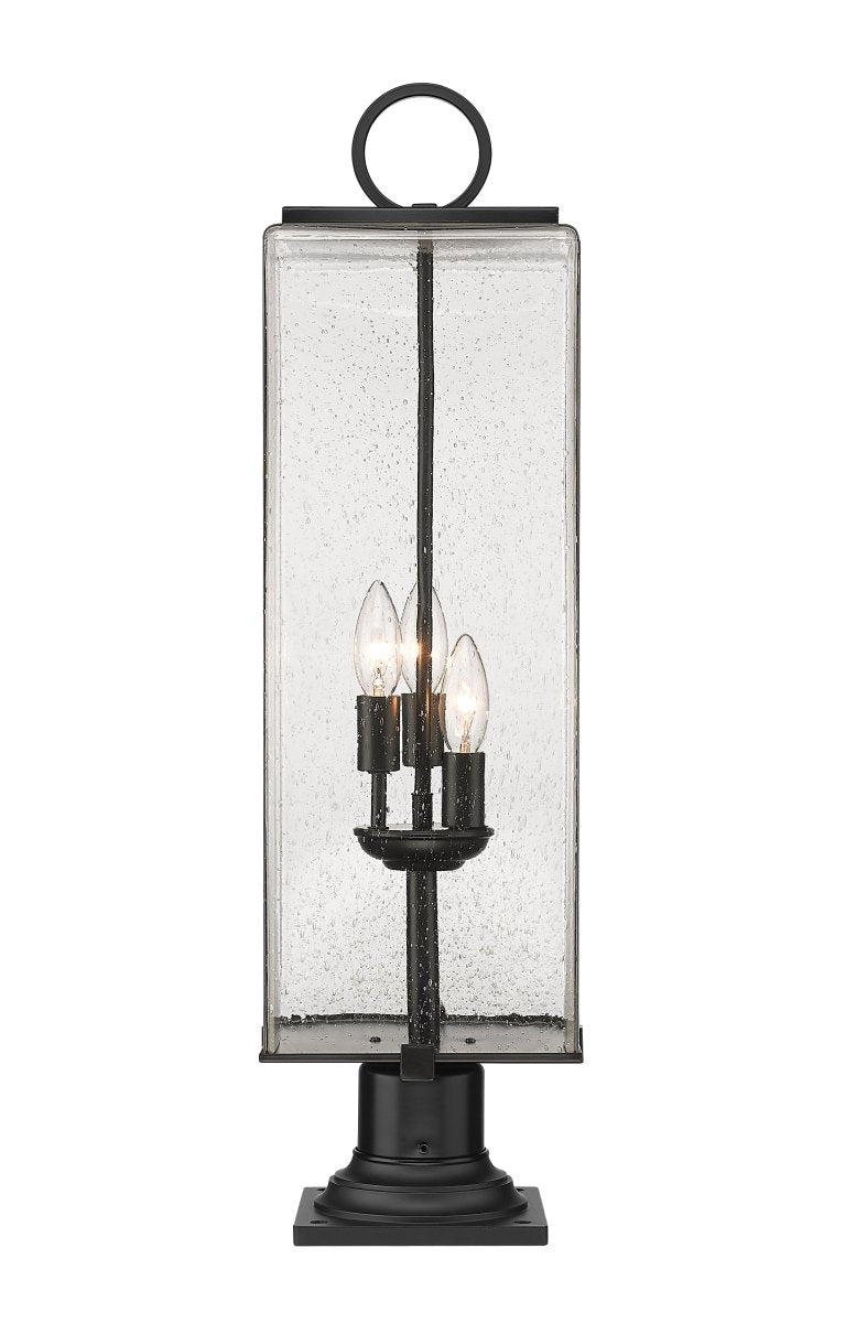 Lanterne extérieure sur socle Sana - Carré décoratif Opale blanc 7" by Z-Lite | Luminaires & cie