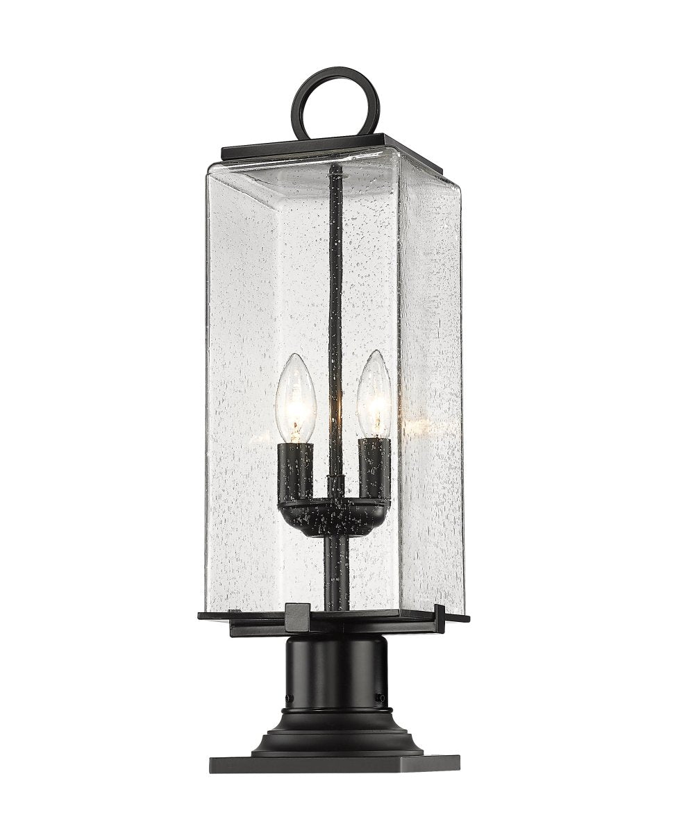 Lanterne extérieure sur socle Sana - Carré décoratif Opale blanc 7" by Z-Lite | Luminaires & cie