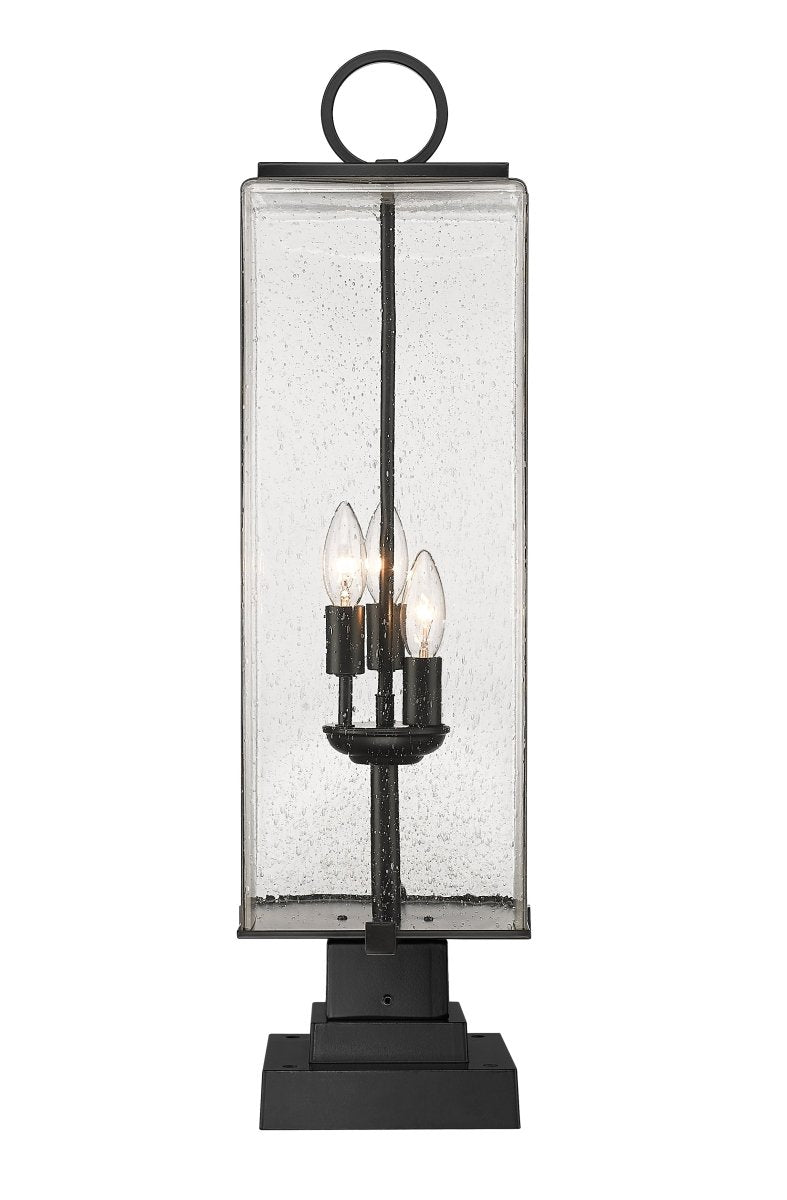 Lanterne extérieure sur socle Sana - Carré décoratif Opale blanc 7" by Z-Lite | Luminaires & cie