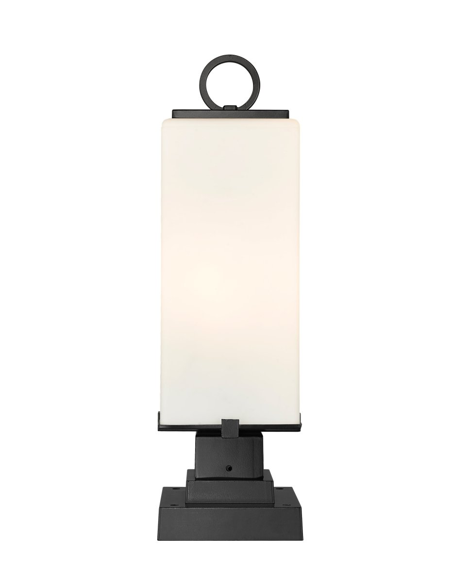 Lanterne extérieure sur socle Sana - Carré décoratif Opale blanc 7" by Z-Lite | Luminaires & cie