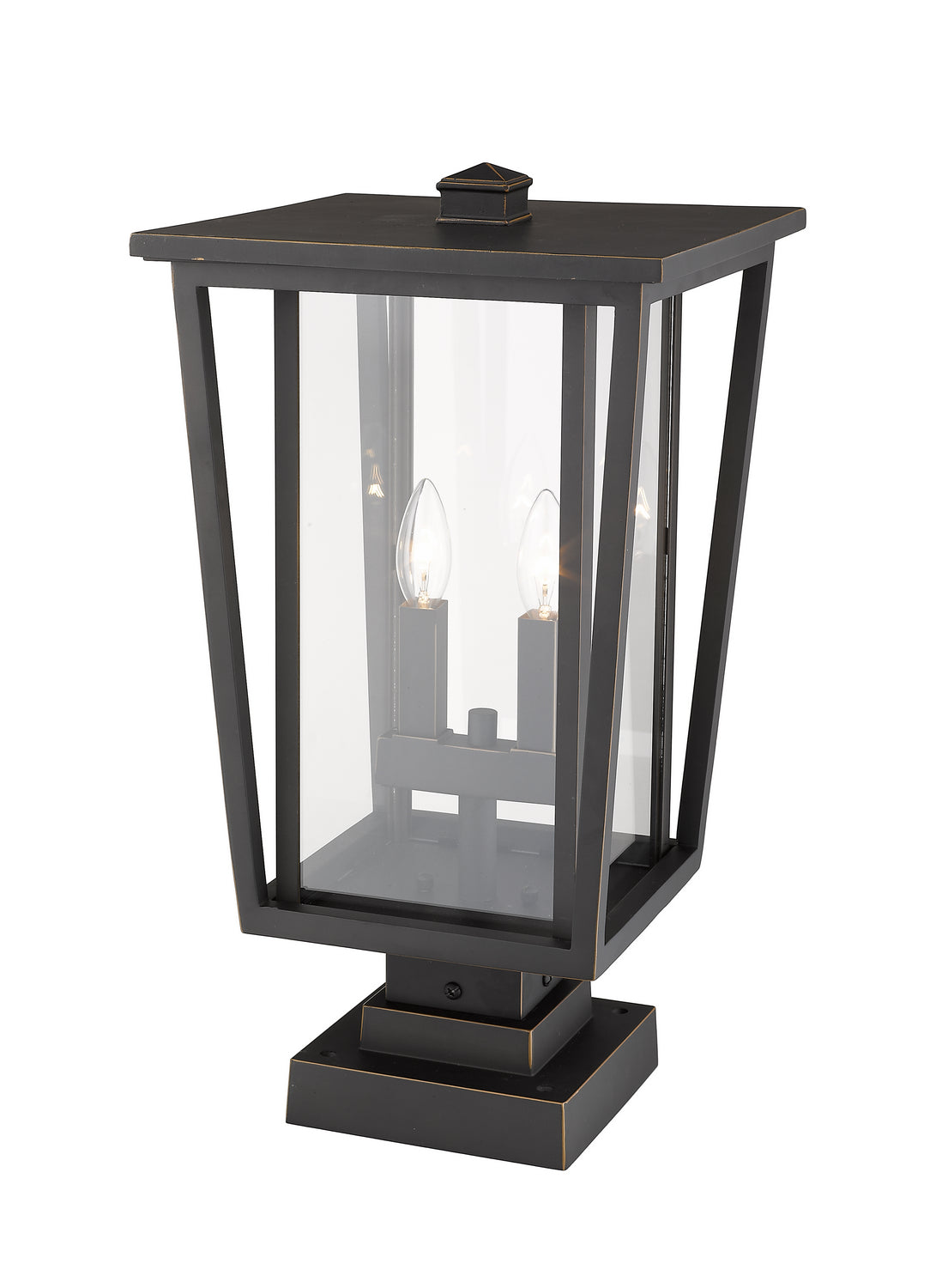 Lanterne extérieure sur socle Seoul Carré, Bronze huilé, 11 1/4" – vue 2