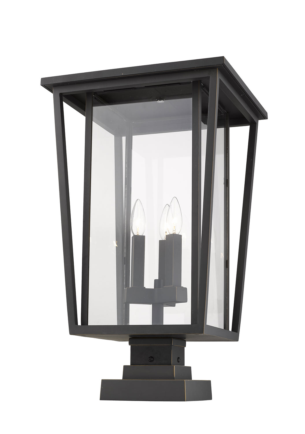 Lanterne extérieure sur socle Seoul Carré, Bronze huilé, 14" – Z-Lite