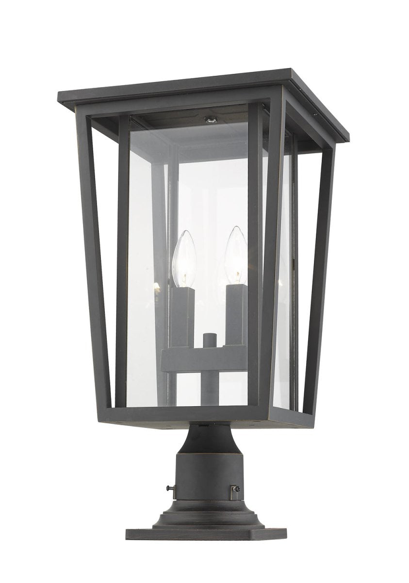 Lanterne extérieure sur socle Seoul - Rond Bronze huilé 11 1/4" by Z-Lite | Luminaires & cie