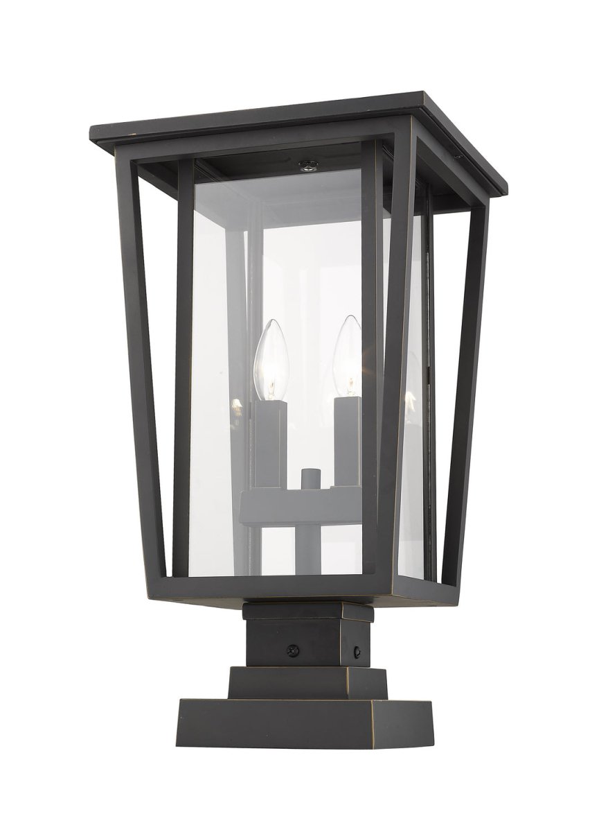 Lanterne extérieure sur socle Seoul - Carré Bronze huilé 11 1/4" by Z-Lite | Luminaires & cie