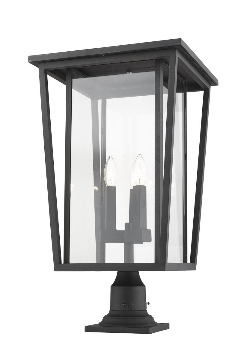Lanterne extérieure sur socle Seoul - Rond Noir 14" by Z-Lite | Luminaires & cie