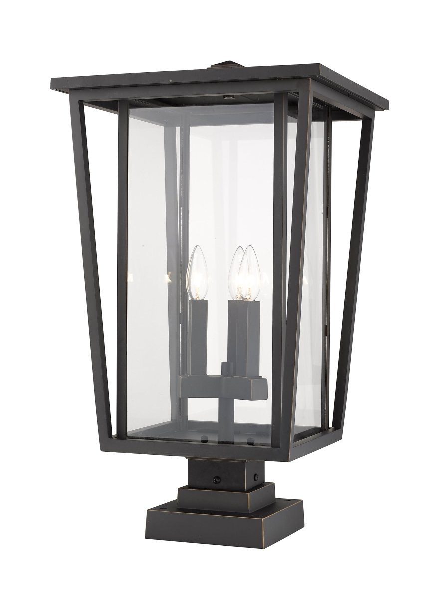 Lanterne extérieure sur socle Seoul - Carré Noir 18" by Z-Lite | Luminaires & cie